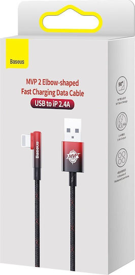 Baseus MVP 2 Angle (90°) / Braided USB to Lightning Cable Μαύρο / Κόκκινο 2m