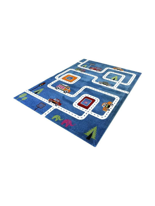 Tzikas Carpets 11556-030 Παιδικό Χαλί Αυτοκινητόδρομος Μπλε 200x250cm Πάχους 13mm