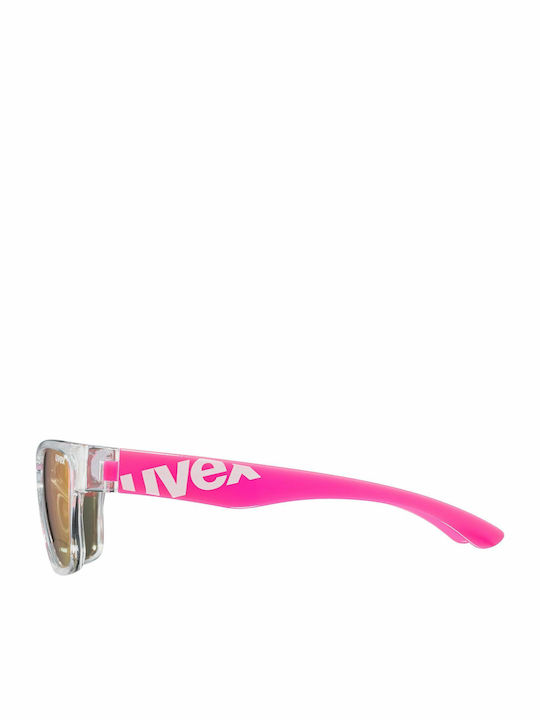 Uvex Sportstyle 508 Clear Pink Άθραυστα Τετράγωνα Παιδικά Γυαλιά Ηλίου με Καθρέφτη Φακό Διάφανα