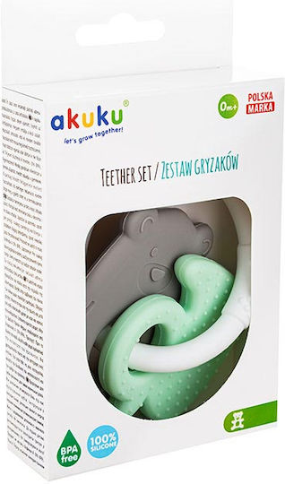 Akuku Bear Μασητική Κουδουνίστρα Οδοντοφυΐας από Σιλικόνη για 0 m+