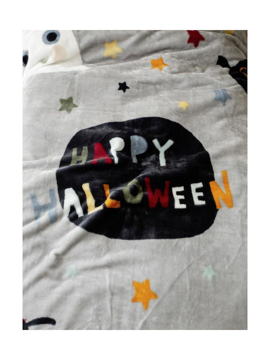 Nima Κουβέρτα Βελουτέ Happy Halloween 160x220εκ. Γκρι