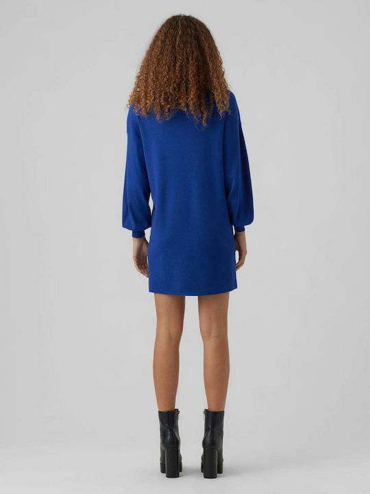 Vero Moda Mini All Day Φόρεμα Πλεκτό Μπλε