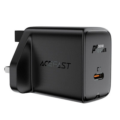 Acefast Φορτιστής Χωρίς Καλώδιο με Θύρα USB-C 30W Power Delivery / Quick Charge 2.0 / Quick Charge 3.0 Μαύρος (A24 UK Plug)