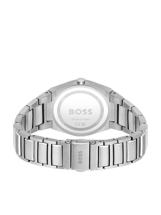 Boss Steer Γυναικείο Ρολόι 36mm Μπαταρίας με Ασημί Μεταλλικό Μπρασελέ