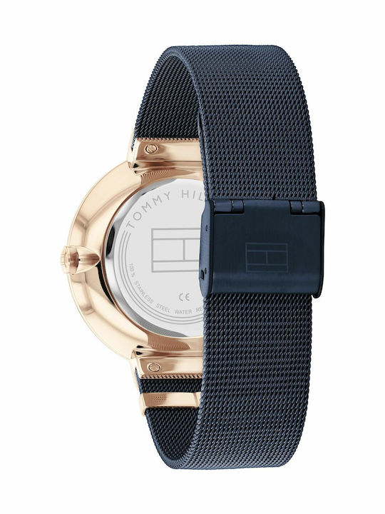 Tommy Hilfiger Lidia Damen Uhr Chronograph mit Blau Metallarmband