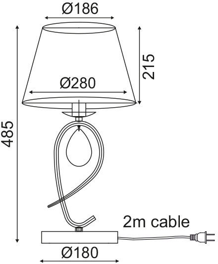 Aca Basilico Metal Table Lamp for Socket E27 with Black Shade and Gold Base