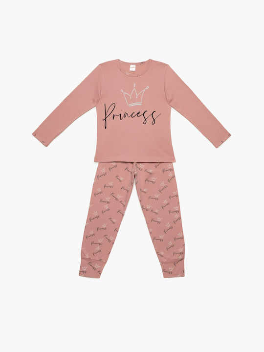 Minerva Set Top & Bottom Kids Winter Cotton Pyjamas Pink