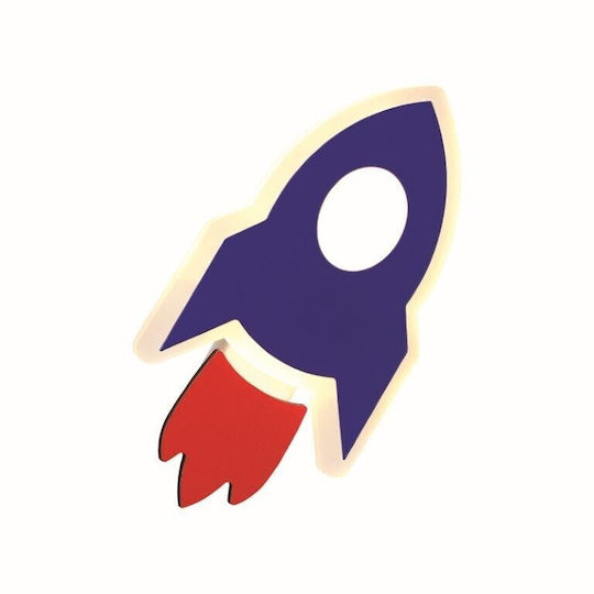 Aca Παιδικό Φωτιστικό Τοίχου Led Nasa Κόκκινο