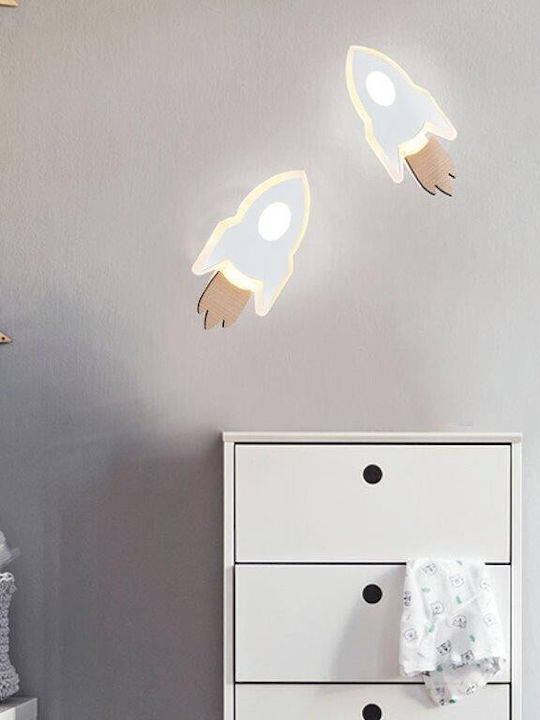 Aca Led Kids Wall Light Nasa Red