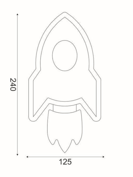 Aca Led Kids Wall Light Nasa Red