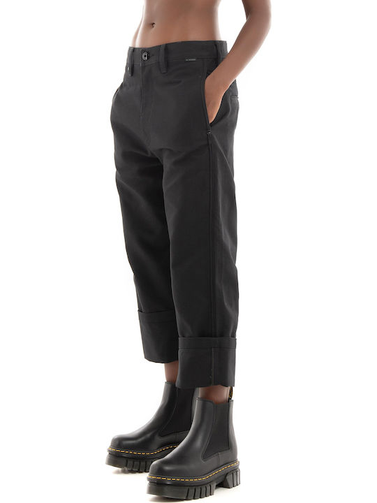 Dama Tesatura Pantaloni cu Croială Relaxată Negru