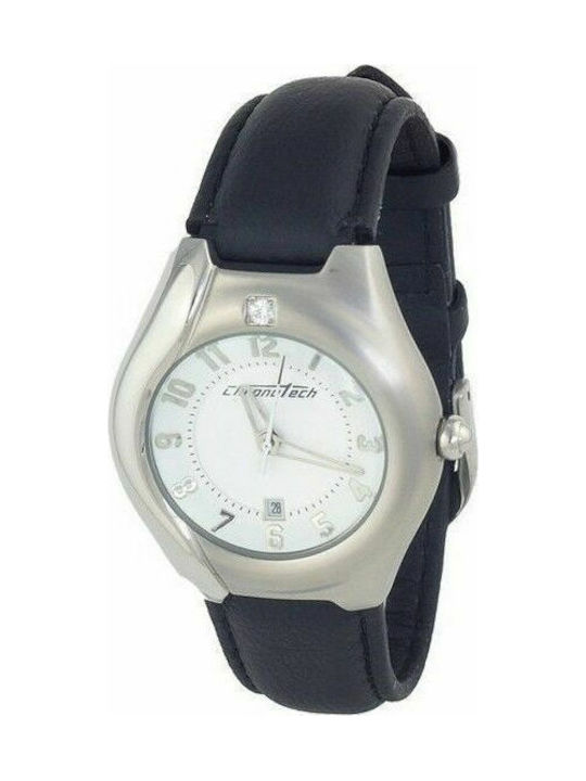 Chronotech Uhr mit Schwarz Lederarmband CT2206L-04