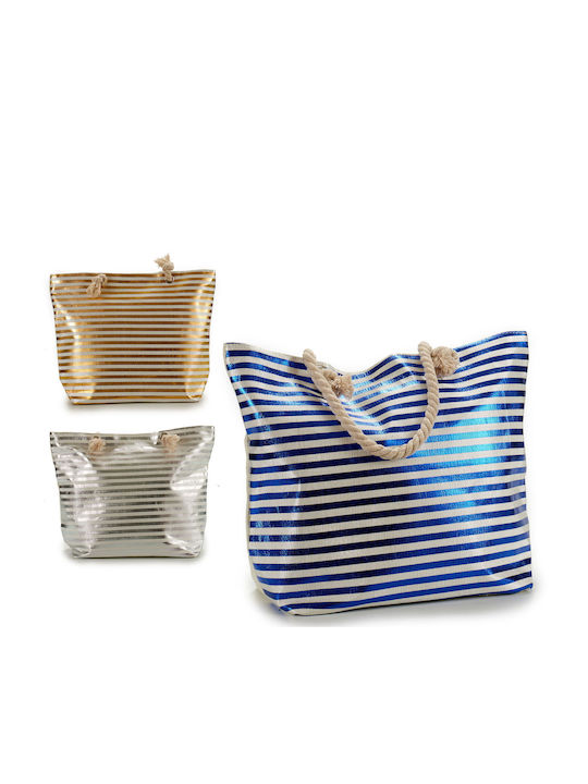 BigBuy Fabric Beach Bag Blue with Stripes S3600367