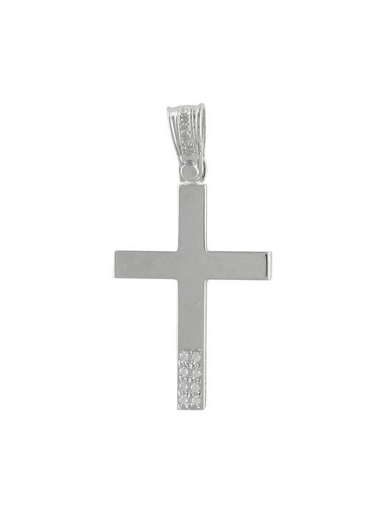 Triantos Women's White Gold Cross 14K Double Sided