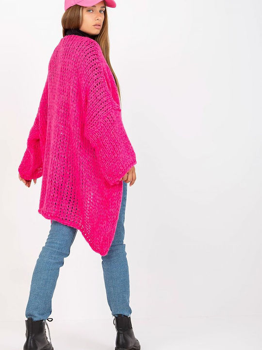 Och Bella TW-SW-BI-M2202.29X Long Women's Knitted Cardigan Fuchsia