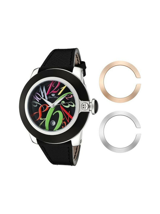 Glam Rock Watch Chronograph with Black Leather Strap