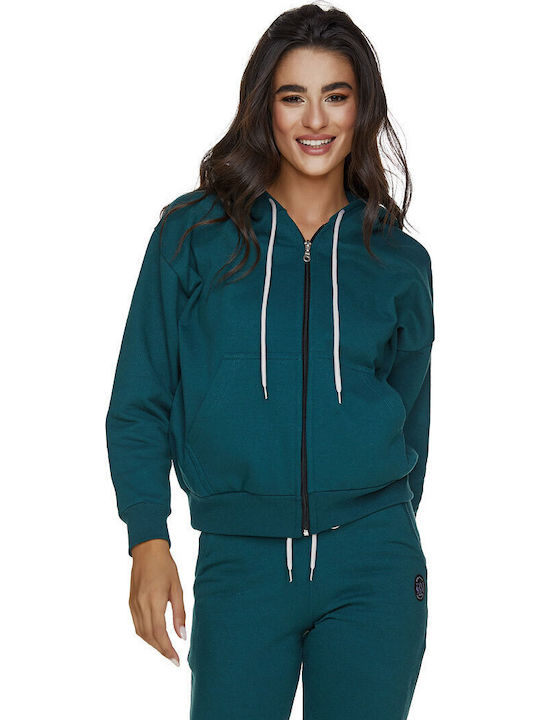 Women's Sweatshirt Jacket Hooded Petrol