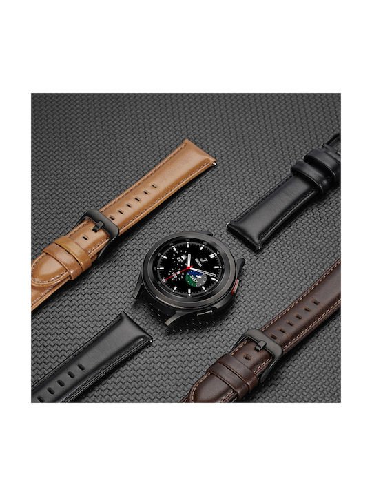 Dux Ducis Leather Wristband Business Version Armband Leder Dark Brown (Galaxy Watch / Huawei Watch / Honor Watch / Xiaomi Watch (22mm Band))