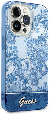 Guess Translucent Pearl Strap Plastic Back Cover White / Blue (iPhone 14 Pro Max)