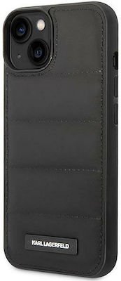 Karl Lagerfeld Faceplate Nylon Puffy Elongated Synthetic Leather Back Cover Black (iPhone 14)