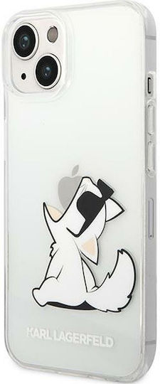 Karl Lagerfeld Choupette Eat Umschlag Rückseite Kunststoff Transparent (iPhone 14 Plus)