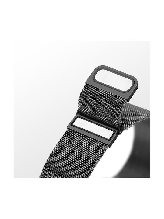 Dux Ducis Magnetic Wristband Milanese Version Λουράκι Ανοξείδωτο Ατσάλι Μαύρο (Galaxy Watch / Huawei Watch / Honor Watch / Xiaomi Watch (22mm band))