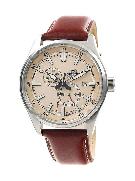 Orient Watch Chronograph Battery with Brown Leather Strap
