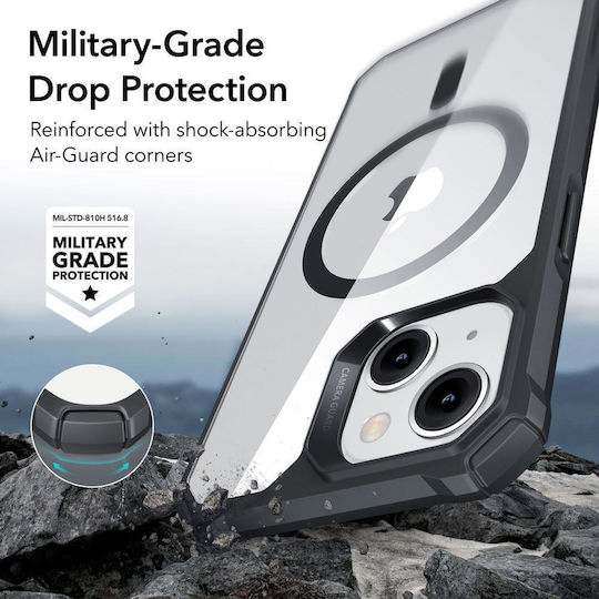 ESR Air Armor Halolock Magsafe Задна корица Силикон 1.5мм Clear/Black (iPhone 14 Plus)