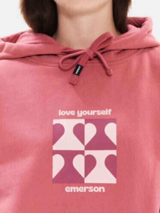 Women's Sweatshirt Hooded Coral Rose