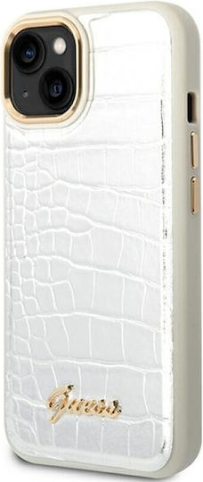 Guess Croco Collection Back Cover Δερματίνης Ασημί (iPhone 14 Plus)