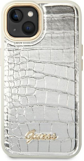 Guess Croco Collection Back Cover Δερματίνης Ασημί (iPhone 14 Plus)