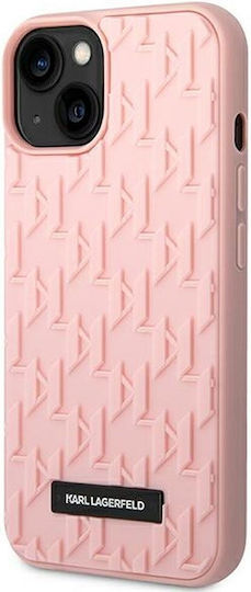 Karl Lagerfeld 3D Monogram Umschlag Rückseite Silikon Rosa (iPhone 14 Plus)