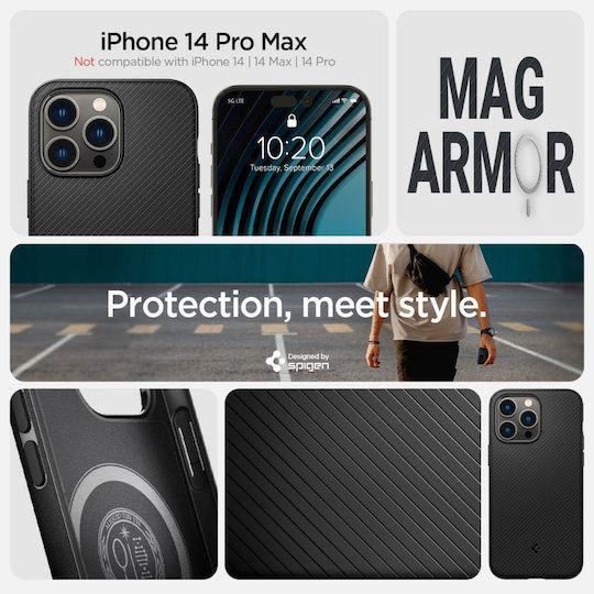 Spigen Mag Armor Back Cover Silicone Matte Black (iPhone 14 Pro Max)