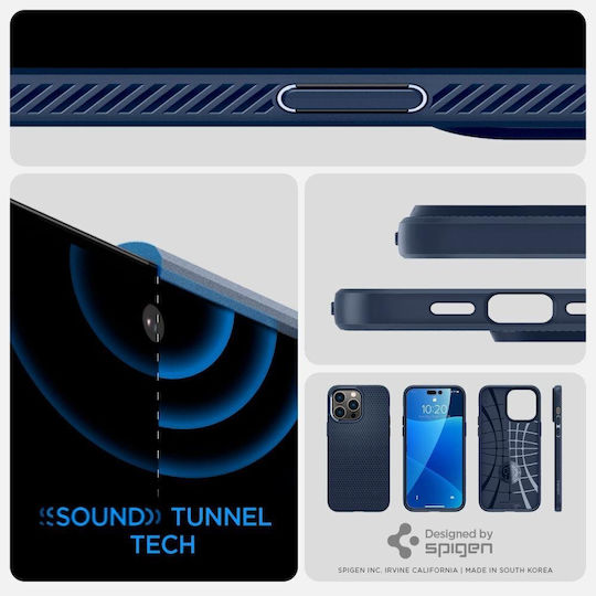 Spigen Liquid Air Umschlag Rückseite Silikon Marineblau (iPhone 14 Pro)