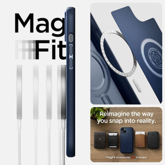 Spigen Mag Armor Umschlag Rückseite Silikon Marineblau (iPhone 14 Plus)