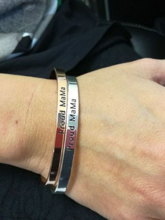 Proud Mama Women's Silver Handcuff Bracelet