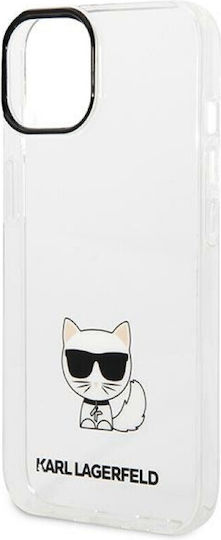 Karl Lagerfeld Choupette Umschlag Rückseite Kunststoff Transparent (iPhone 14 Plus)