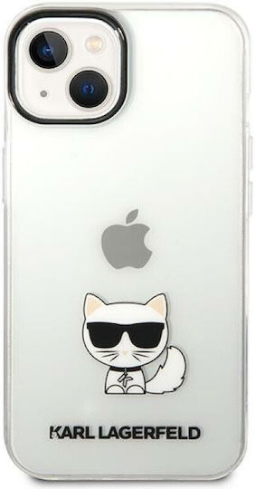 Karl Lagerfeld Choupette Umschlag Rückseite Kunststoff Transparent (iPhone 14 Plus)