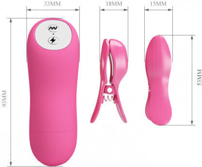 Pretty Love Romantic Wave for Electro-stimulation Vibrating Nipple Clamps with Electro Shock Stimulate in Purple Color