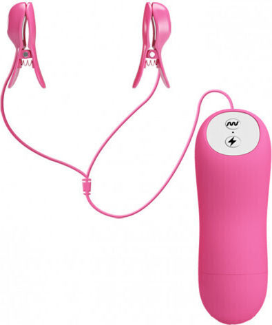 Pretty Love Romantic Wave for Electro-stimulation Vibrating Nipple Clamps with Electro Shock Stimulate in Purple Color