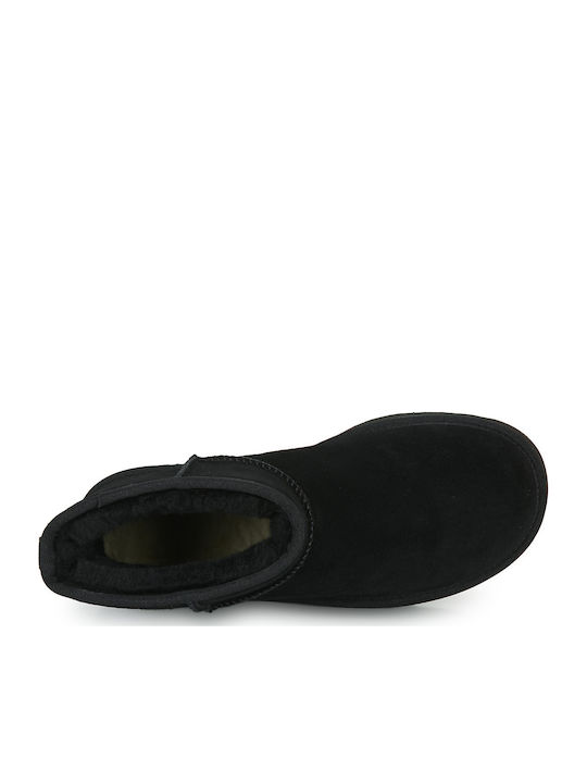 Classic Mini Platform Suede Дамски Ботуши с Козина Черни