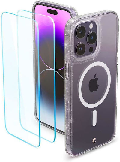 Spigen Cyrill Shine MagSafe Back Cover Σιλικόνης 0.2mm Σετ με Τζαμάκι Glitter Clear (iPhone 14 Pro)