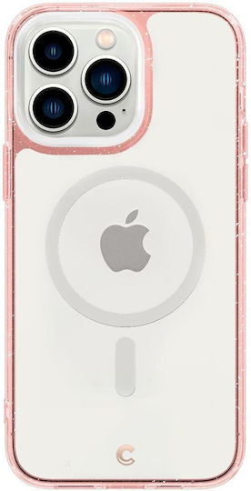 Spigen Cyrill Shine MagSafe Back Cover Silicon 0.2mm Set cu Geam Glitter Rose (iPhone 14 Pro)