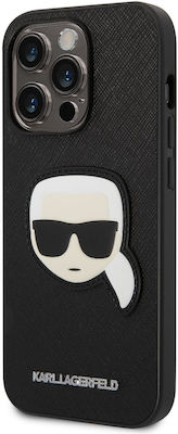 Karl Lagerfeld Saffiano Karl`s Head Patch Silicone Back Cover Black (iPhone 14 Pro)