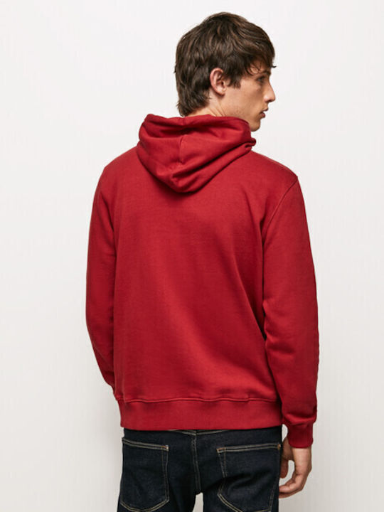 Pepe Jeans Herren Sweatshirt mit Kapuze Burgundisch