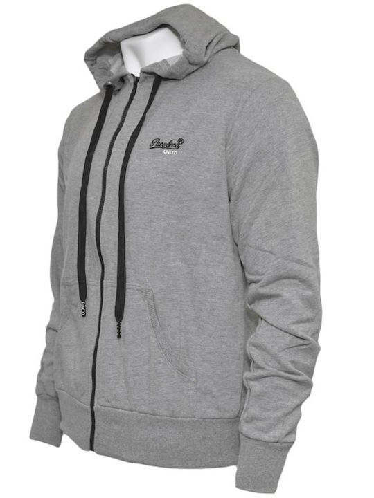 Paco & Co Men's Sweatshirt Jacket with Hood and Pockets Grey Melange