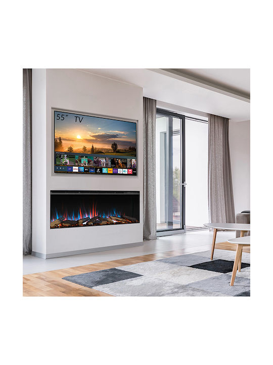 Richen 3D Insert 133 Επιτοίχιο Ηλεκτρικό Τζάκι 2000W 140x29cm Μαύρο