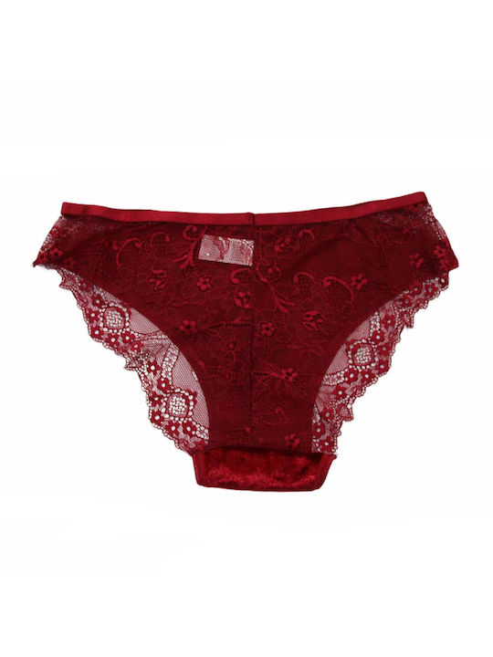 Ouno Women's Slip with Lace Burgundy