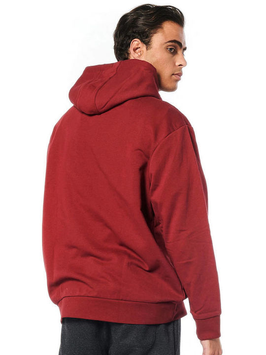 Body Action Men's Sweatshirt with Hood and Pockets Maroon