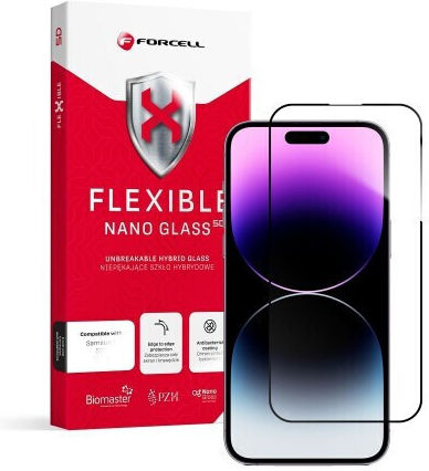Forcell Flexible Nano 5D Full Glue Full Face Tempered Glass Black (iPhone 14 Pro Max)